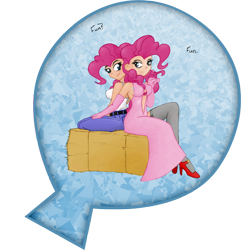 Size: 1874x1894 | Tagged: safe, artist:feather, pinkie pie, clothes, dress, female, humanized, lesbian, selfcest, shipping