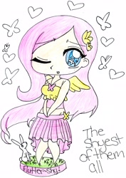 Size: 2256x3191 | Tagged: safe, artist:lizzyxnear, fluttershy, clothes, high res, humanized, skirt