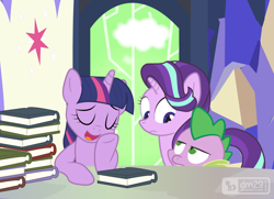 Size: 1080x780 | Tagged: safe, artist:dm29, spike, starlight glimmer, twilight sparkle, twilight sparkle (alicorn), alicorn, dragon, pony, the saddle row review, daydream, expressions, female, mare, trio