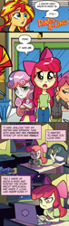 Size: 445x1458 | Tagged: safe, artist:tonyfleecs, idw, apple bloom, scootaloo, sunset shimmer, sweetie belle, equestria girls, spoiler:comic, spoiler:comicholiday2014, anon-a-miss, cutie mark crusaders, meme origin, shimmerbuse