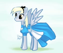 Size: 956x799 | Tagged: safe, artist:jkfox, derpy hooves, pegasus, pony, alice, alice in wonderland, clothes, crossover, cute, derpabetes, dress, female, mare