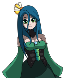 Size: 564x679 | Tagged: safe, artist:rosemile mulberry, queen chrysalis, human, clothes, female, humanized, looking at you, serious, serious face, simple background, solo, white background