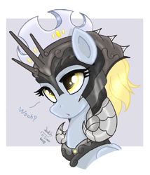 Size: 860x1005 | Tagged: safe, artist:joakaha, derpy hooves, pegasus, pony, armor, epic derpy, female, mare, underp