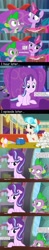 Size: 1400x7085 | Tagged: safe, edit, edited screencap, screencap, coco pommel, spike, starlight glimmer, twilight sparkle, twilight sparkle (alicorn), alicorn, dragon, pony, a hearth's warming tail, the crystalling, the saddle row review, absurd resolution, allergies, bedroom eyes, book, cafeteria, cocospike, comic, female, flower, handkerchief, hundreds of users filter this tag, jealous, knife, love triangle, magic, male, mare, messy mane, mug, screencap comic, shipping, sick, sitting, sofa, sparlight, sticky note, straight, table, tissue, tissue box