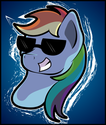 Size: 897x1052 | Tagged: safe, artist:moonlightfan, derpibooru import, rainbow dash, pegasus, pony, solo, sunglasses