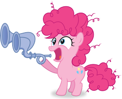 Size: 8286x6729 | Tagged: safe, artist:agamnentzar, artist:tim015, pinkie pie, earth pony, pony, absurd resolution, filly, flugelhorn, simple background, solo, transparent background, vector