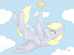 Size: 800x600 | Tagged: safe, artist:drstitches, derpy hooves, pegasus, pony, falling, female, mare, muffin, sky