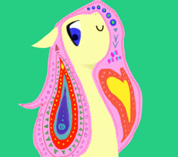 Size: 2500x2200 | Tagged: safe, fluttershy, pegasus, pony, female, high res, mare, pixiv, trippy