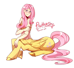 Size: 1632x1500 | Tagged: dead source, safe, artist:tomoe-chi, fluttershy, centaur, ponytaur, blushing, centaurshy, female, pegataur, solo