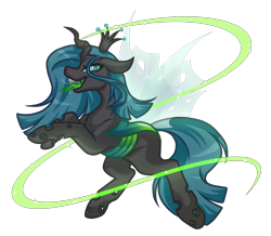 Size: 4723x4121 | Tagged: safe, artist:amazing-artsong, queen chrysalis, changeling, changeling queen, absurd resolution, female, green tongue, magic, simple background, solo, tongue out, transparent background