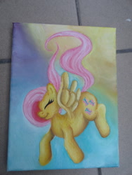 Size: 768x1024 | Tagged: safe, artist:tea-bean, fluttershy, pegasus, pony, canvas, oil painting, traditional art