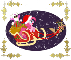 Size: 1640x1400 | Tagged: safe, artist:seaandsunshine, pinkie pie, earth pony, pony, christmas, crossover, delibird, pokémon, sandile