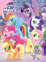 Size: 1536x2048 | Tagged: safe, derpibooru import, applejack, fluttershy, pinkie pie, rainbow dash, rarity, spike, twilight sparkle, twilight sparkle (alicorn), alicorn, dragon, earth pony, pegasus, pony, unicorn, my little pony: the movie, mane seven, mane six