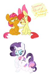 Size: 1166x1722 | Tagged: safe, artist:circustent, apple bloom, babs seed, rarity, sweetie belle, pony, unicorn, dialogue