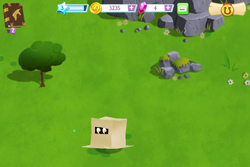 Size: 960x640 | Tagged: safe, screencap, derpy hooves, pegasus, pony, box, cardboard box, female, game, gameloft, mare, pony in a box
