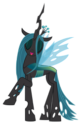 Size: 3545x5275 | Tagged: safe, artist:3luk, queen chrysalis, changeling, changeling queen, absurd resolution, eyes closed, raised hoof, simple background, solo, transparent background, vector