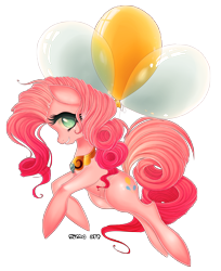 Size: 4069x4985 | Tagged: safe, artist:g-malcott, pinkie pie, earth pony, pony, absurd resolution, balloon, then watch her balloons lift her up to the sky