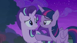 Size: 1920x1080 | Tagged: safe, screencap, starlight glimmer, twilight sparkle, twilight sparkle (alicorn), alicorn, pony, no second prances, eye contact, lidded eyes, out of context