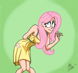 Size: 775x724 | Tagged: safe, artist:ceehoff, fluttershy, clothes, dress, humanized