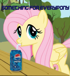 Size: 680x740 | Tagged: safe, fluttershy, pegasus, pony, female, mare, pepsi, pink mane, text, yellow coat
