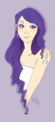 Size: 600x1328 | Tagged: safe, artist:artisticyeh001, rarity, human, clothes, female, humanized, purple hair, solo