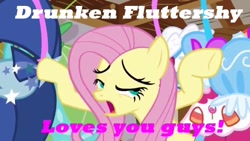 Size: 640x360 | Tagged: safe, fluttershy, pegasus, pony, drunk, drunkershy, female, mare, solo