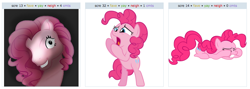 Size: 802x287 | Tagged: safe, pinkie pie, earth pony, pony, g3, exploitable meme, g4 to g3, generation leap, juxtaposition, juxtaposition win, nightmare fuel