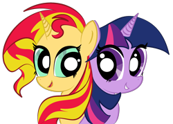 Size: 2430x1737 | Tagged: safe, artist:forestheart74, sunset shimmer, twilight sparkle, twilight sparkle (alicorn), alicorn, pony, female, mare