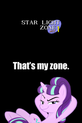 Size: 640x960 | Tagged: safe, starlight glimmer, pony, unicorn, caption, crossover, image macro, meme, name joke, namesake, pun, sonic the hedgehog (series), star light zone, text