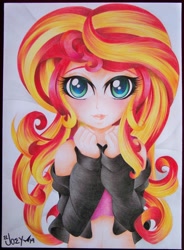 Size: 2680x3648 | Tagged: safe, artist:eljoeydesigns, sunset shimmer, equestria girls, blushing, drawing