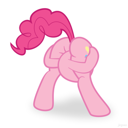 Size: 1000x1000 | Tagged: safe, artist:jepso, pinkie pie, earth pony, pony, female, fetish, flexible, head up butt, mare, penetration, plot, self penetration, simple background, solo, wat, white background