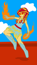 Size: 949x1621 | Tagged: safe, artist:oneovertwo, sunset shimmer, equestria girls, clothes, female, solo, two toned hair