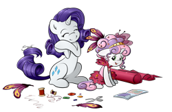 Size: 1572x1026 | Tagged: safe, artist:secret-pony, rarity, sweetie belle, pony, unicorn, alternate hairstyle, cute, dressup, fabulous, sisters