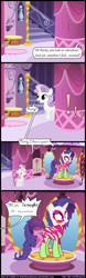 Size: 1500x4780 | Tagged: safe, artist:adamlhumphreys, rarity, sweetie belle, pony, unicorn, the show stoppers, blushing, caught, comic, show stopper outfits