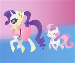 Size: 900x750 | Tagged: safe, artist:shevor, rarity, sweetie belle, pony, unicorn, camping outfit, glasses