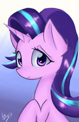 Size: 1271x1964 | Tagged: safe, artist:kawaiipony2, starlight glimmer, pony, unicorn, cute, female, glimmerbetes, looking at you, mare, raised hoof, signature, solo