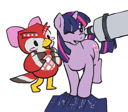 Size: 780x687 | Tagged: safe, anonymous artist, derpibooru import, twilight sparkle, animal crossing, celeste, crossover, telescope