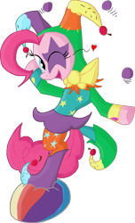 Size: 2221x3652 | Tagged: safe, artist:tixolseyerk, pinkie pie, earth pony, pony, female, jester, jester motley, jester pie, mare, pink coat, pink mane