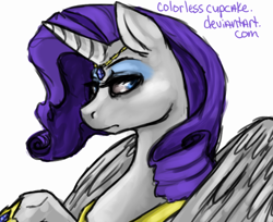 Size: 754x616 | Tagged: safe, artist:colorlesscupcake, rarity, alicorn, pony, 30 minute art challenge, alicornified, race swap, raricorn, solo