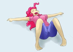 Size: 1024x731 | Tagged: safe, artist:kprovido, pinkie pie, barefoot, feet, humanized