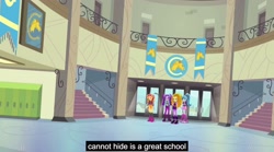 Size: 2560x1423 | Tagged: safe, screencap, adagio dazzle, aria blaze, sonata dusk, sunset shimmer, equestria girls, rainbow rocks, meme, youtube caption