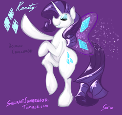 Size: 1280x1207 | Tagged: safe, artist:saliantsunbreeze, rarity, pony, unicorn, 30 minute art challenge, butterfly wings, female, horn, mare, solo