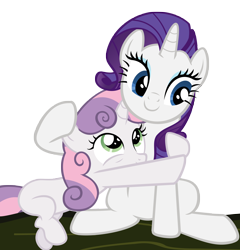 Size: 5000x5205 | Tagged: dead source, safe, artist:thatsgrotesque, rarity, sweetie belle, pony, unicorn, absurd resolution, duo, hug