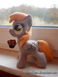 Size: 900x1200 | Tagged: safe, artist:cavelupa, derpy hooves, pegasus, pony, female, irl, mare, muffin, photo, plushie, solo