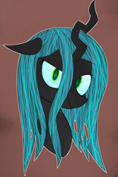 Size: 1280x1920 | Tagged: safe, artist:goldenled, queen chrysalis, changeling, changeling queen, bust, frown, looking at you, portrait, raised eyebrow, solo