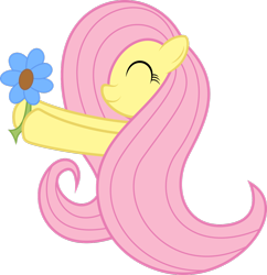 Size: 1280x1320 | Tagged: safe, artist:mrfoxington, fluttershy, pegasus, pony, cute, eyes closed, flower, hoof hold, long mane, shyabetes, simple background, smiling, solo, transparent background, vector