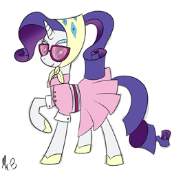 Size: 1600x1600 | Tagged: safe, artist:greseres, rarity, pony, unicorn, sleepless in ponyville, camping outfit, glasses, raised hoof, solo