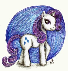 Size: 875x913 | Tagged: safe, artist:candyapplecat, rarity, pony, unicorn, female, horn, mare, traditional art, white coat