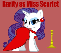 Size: 576x504 | Tagged: safe, artist:death-driver-5000, rarity, pony, unicorn, clue, cluedo, crossover, miss scarlet