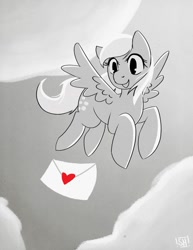 Size: 700x906 | Tagged: safe, artist:steveholt, derpy hooves, pegasus, pony, female, flying, letter, mare, paperman, parody